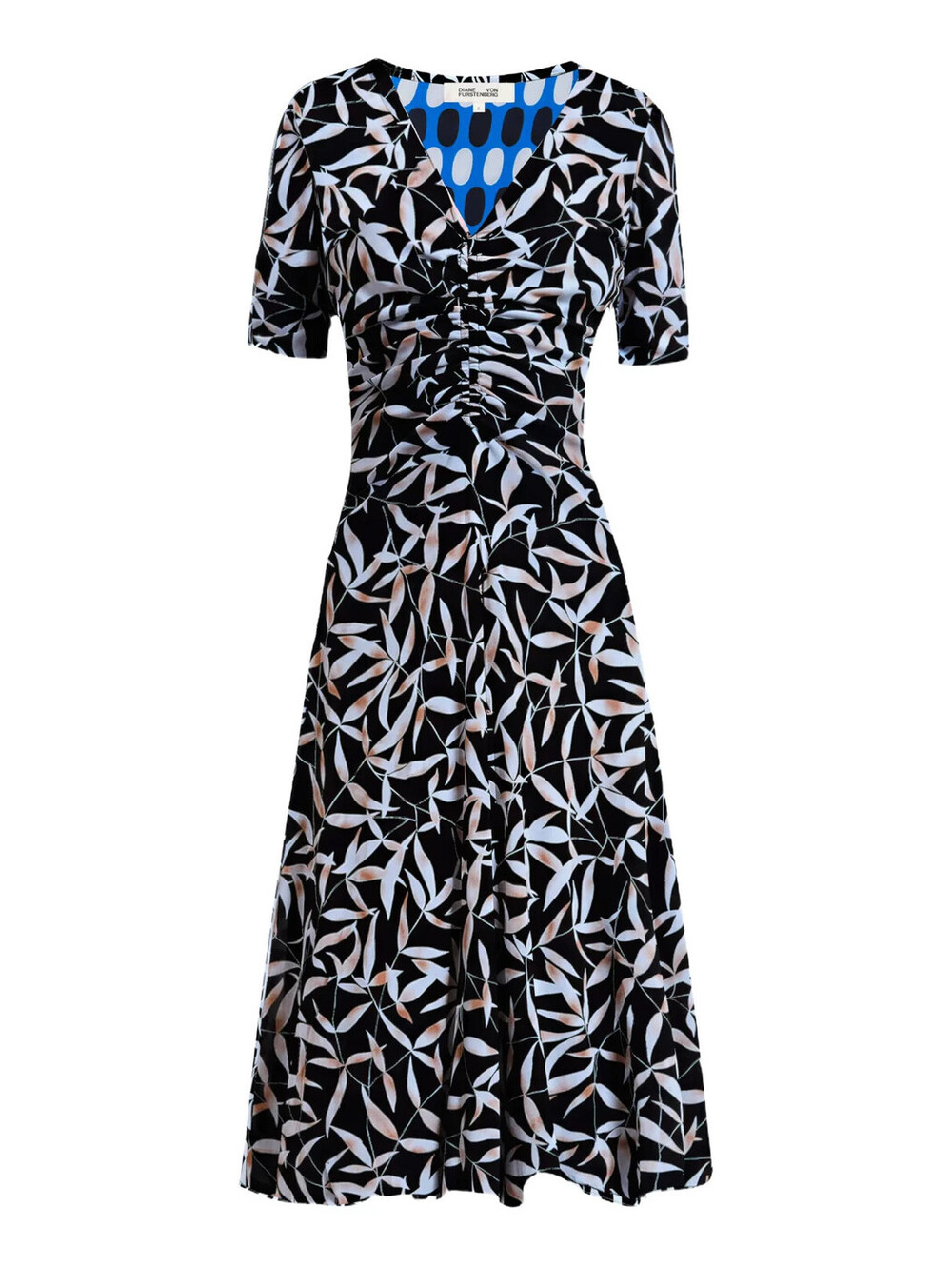 NEW, Diane Von Furstenberg Koren Reversible Dress Bay Leaf Black Sz XL #MD2446